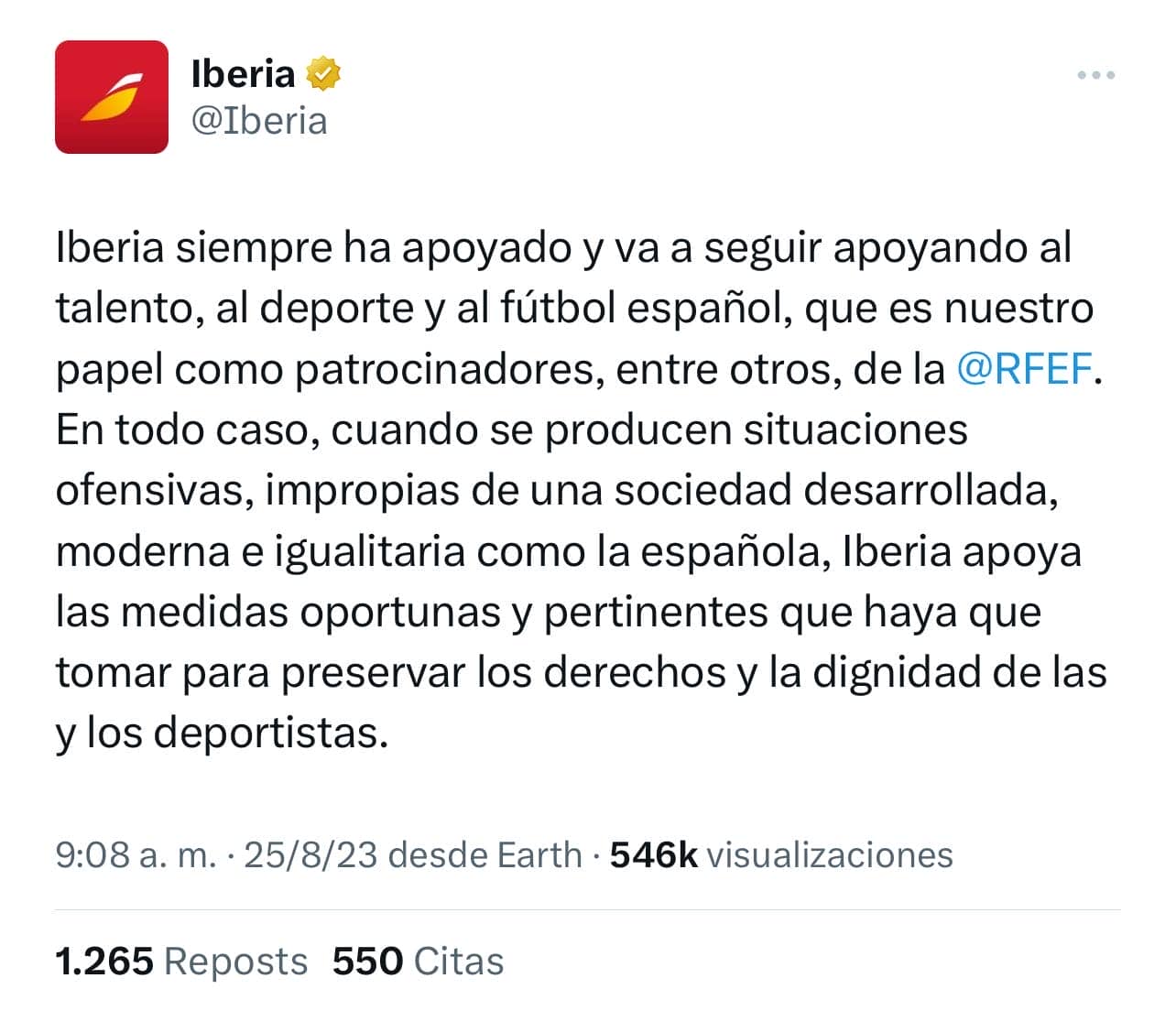 comunicado iberia hermoso