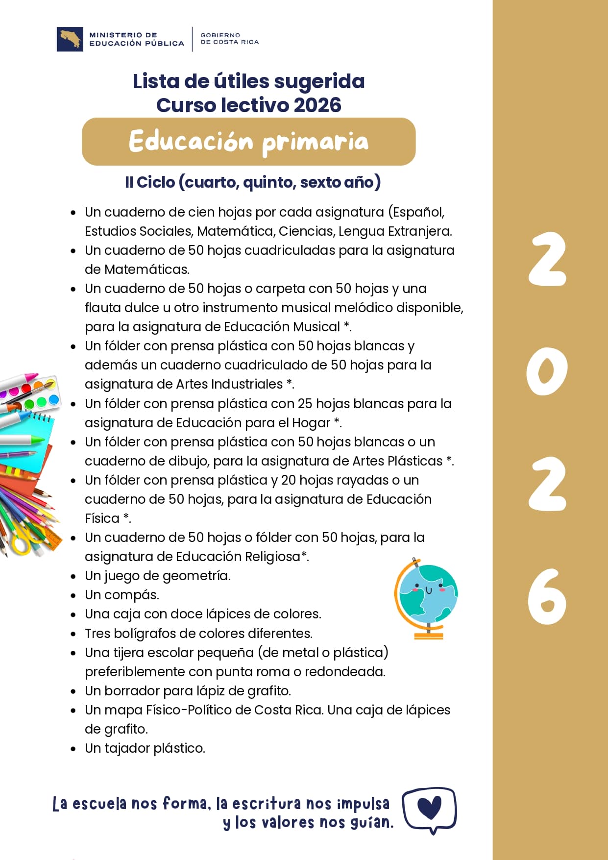 03 utiles primaria II Ciclo cuarto quinto sexto