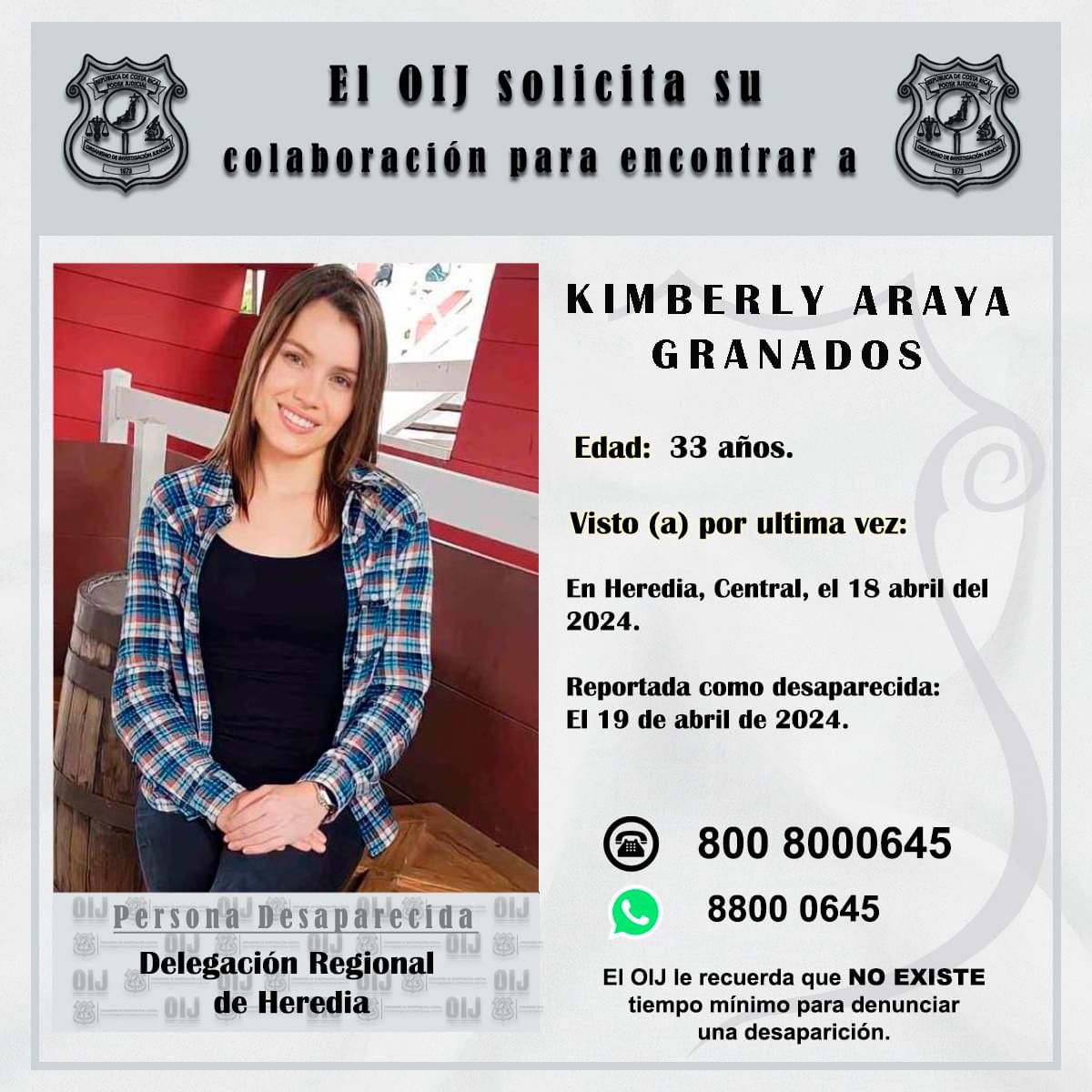 Confirmado: Cuerpo encontrado en el Zurquí es de Kimberly Araya