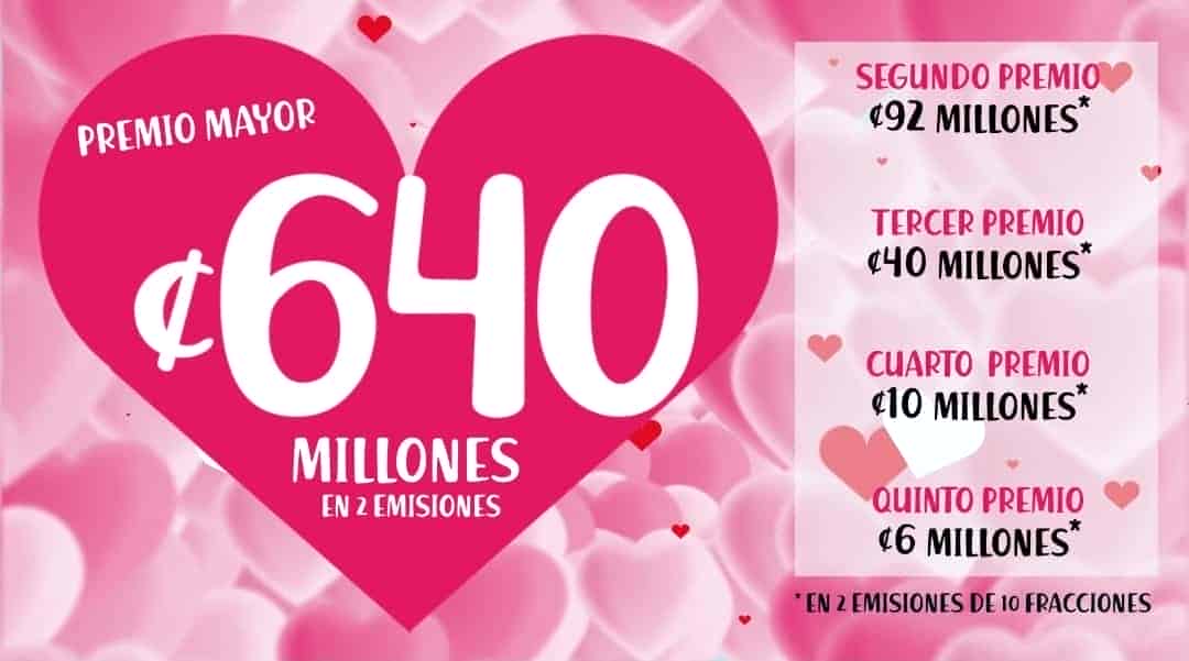 Sorteo del amor y la amistad trae como premio mayor ¢640 millones