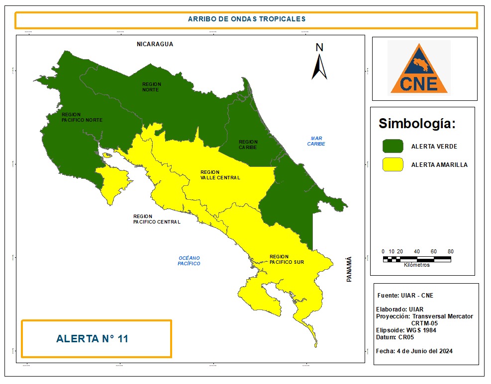 Valle Central y Pacífico bajo alerta amarilla por paso de ondas tropicales