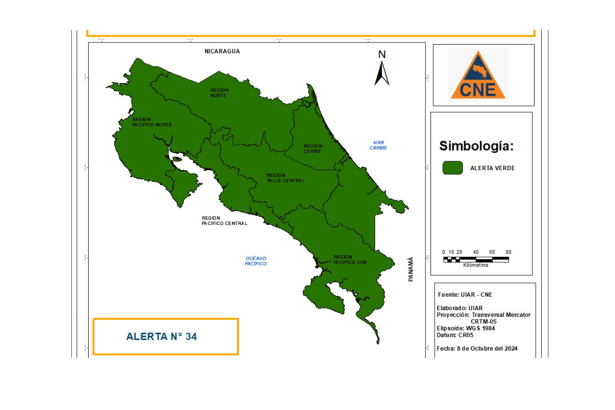 CNE declara alerta verde en todo el país