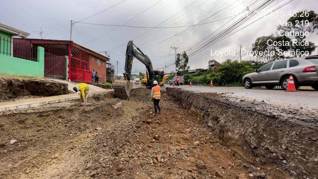 Obras entre Loyola-Seráfico en Cartago tienen un 52% de avance 