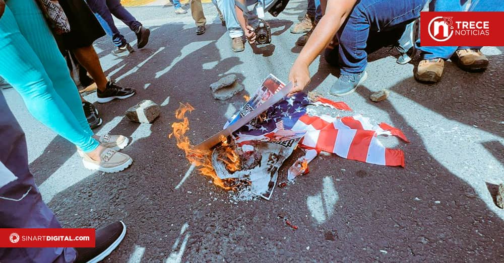 Queman banderas de EEUU en Panamá en rechazo a Trump