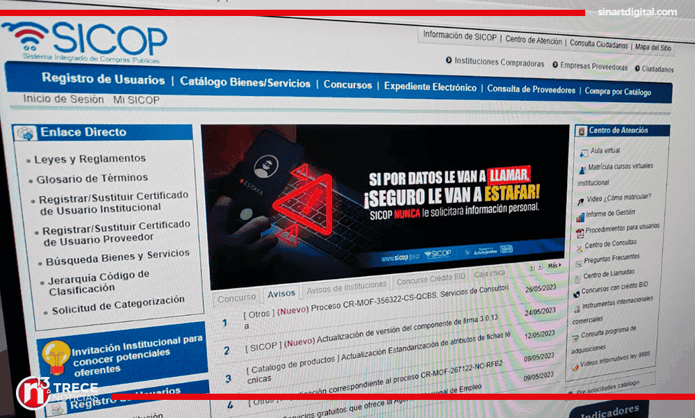 Sinart aclara nota de CRHoy: la invitación para participar en un proceso de contratación directa por excepción de proveedor único fue para todos los medios de comunicación