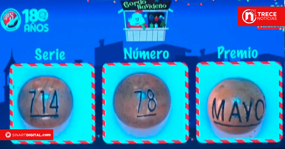 Premio mayor del gordo navideño es el 78 con la serie 714
