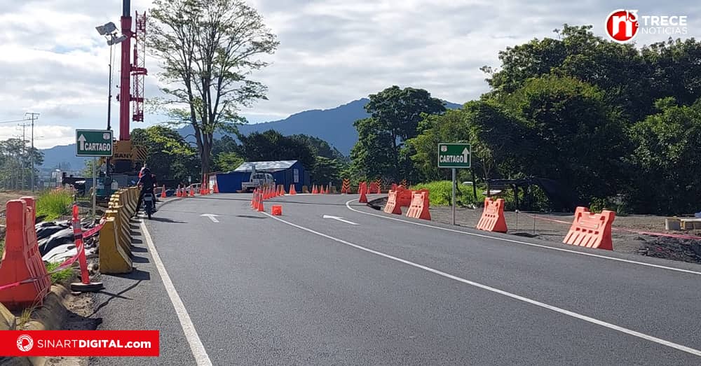 Obras obligan a cerrar un carril de carretera vieja de Cartago por dos días