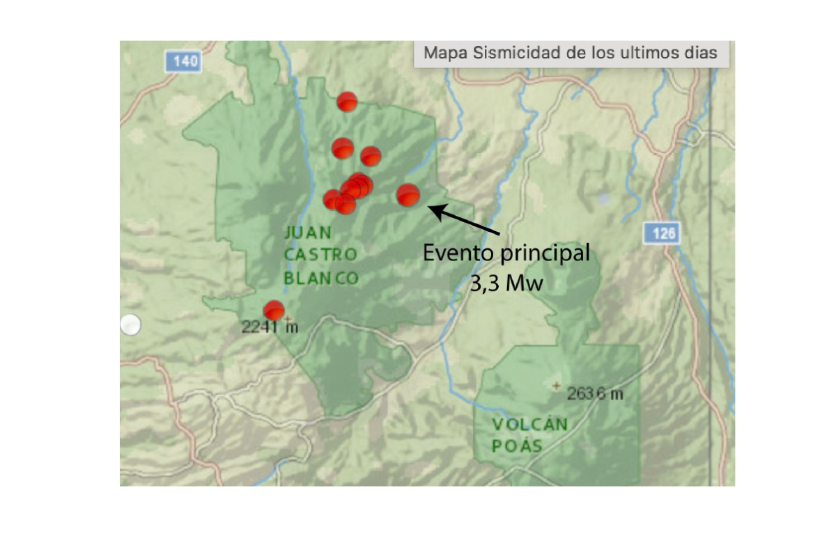 Sismo de 3,3 en San Carlos no está relacionado con deslizamiento activo