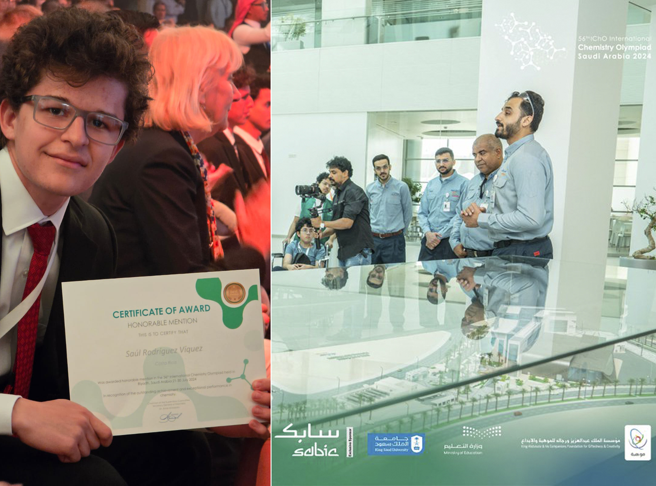 Tico obtiene mención honorífica en Olimpiada de Química en Arabia Saudita